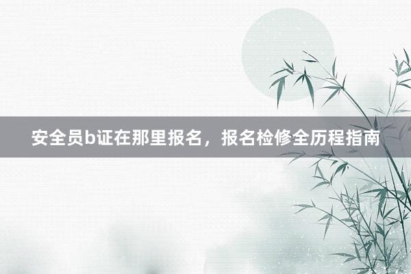 安全员b证在那里报名，报名检修全历程指南