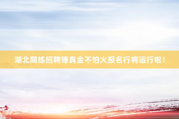 湖北闇练招聘锤真金不怕火报名行将运行啦！